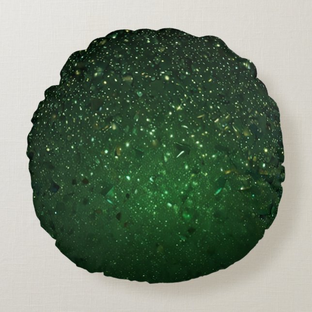 Olivgrön Glitter Rund Kudde (Framsidan)