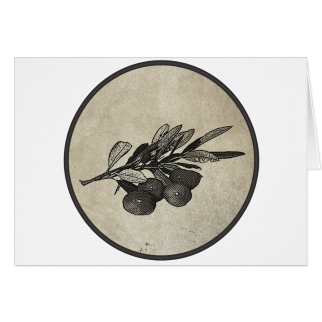 Olivgrön gren hälsningskort (Framsidan Horizontal)