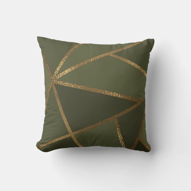Olivgrön Guld Brons Geometrisk Glam Chic  Kudde (Framsida)