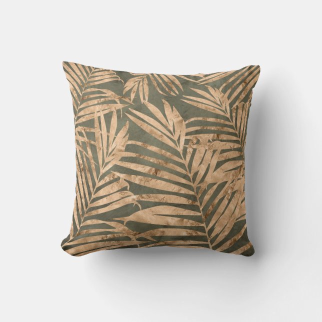Olivgrön/Guldblad/Zebra Reversibel Kudd Kudde (Framsida)