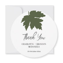 Olivgrön höstkarta lönnblad bröllop tack 