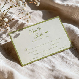 Olivgrön kalligrafi bröllop RSVP-kort Tilläggskort