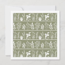 Olivgrön Minimalistisk Botanisk Rand Anteckningskort
