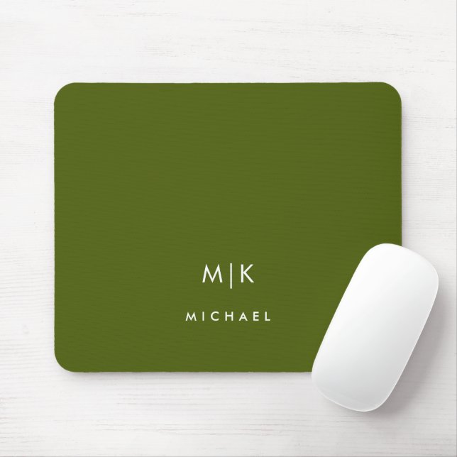 Olivgrön | Modernt Monogram Musmatta (Med mus)