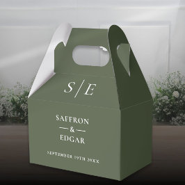 Olivgrön Monogram Bröllop Presentaskar