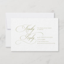 Olivgrön Monogram bröllops-RSVP-kort