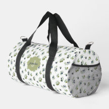 Olivgrön Monogramnamn Vattenfärg Chic Mönster