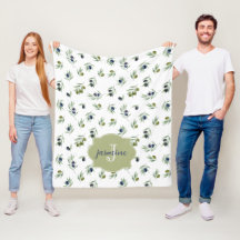 Olivgrön monogramnamn Vattenfärg Chic Mönster
