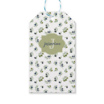 Olivgrön monogramnamn vattenfärg chic mönster