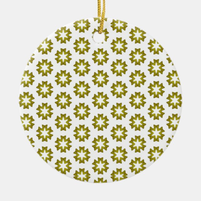 Olivgrön mönster julgransprydnad keramik (Framsidan)