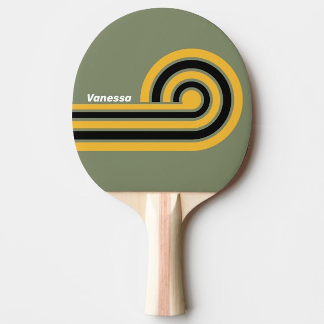 Olivgrön Nightlight Curl-ränder med namn Pingisracket (Framsidan)