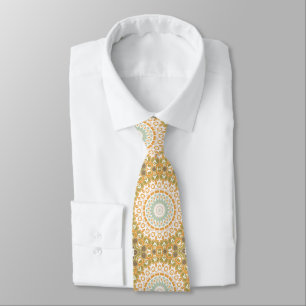 Olivgrön och bärnstensfärgad modern mandelamönster slips
