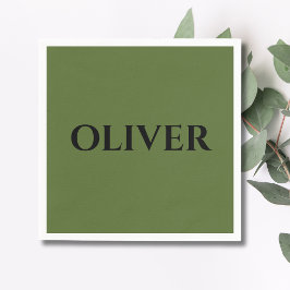 Olivgrön och minimalistisk svart namn pappersservett