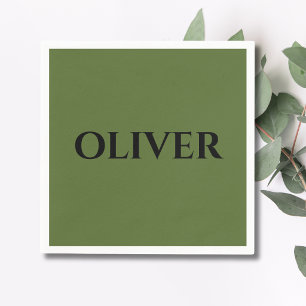 Olivgrön och minimalistisk svart namn pappersservett