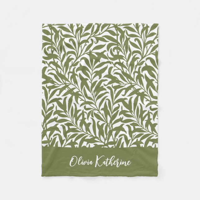 Olivgrön pilkvist med initialer fleecefilt (Framsidan)