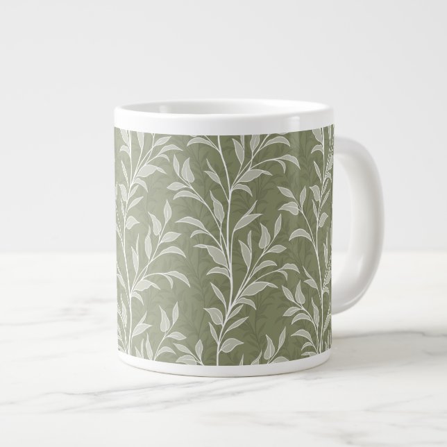 Olivgrön poesi om blad Botanisk Jumbo Mugg (Framsida höger)