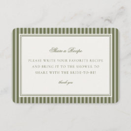 Olivgrön randig Martini Receptkortsinlägg Tilläggskort