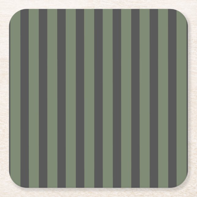 Olivgrön randig modern underlägg papper kvadrat (Framsidan)