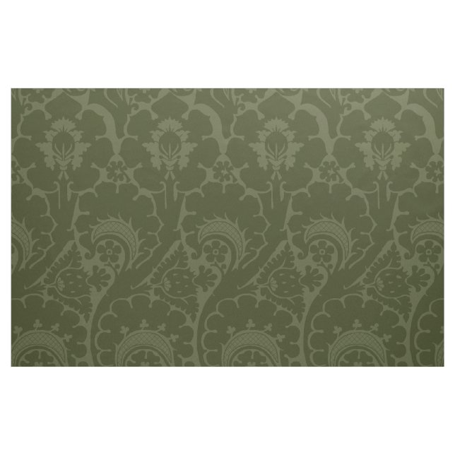 Olivgrön renässansblomma tyg (Fat Quarter)