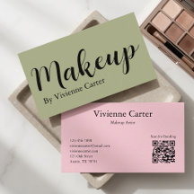 Olivgrön Rosa Script Makeup Salong QR-kod