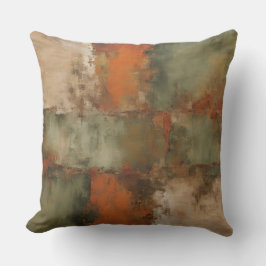 Olivgrön Salvia Bränd Orange Beige Abstrakt Kudde