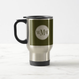 Olivgrön streckMonogrammugg Resemugg