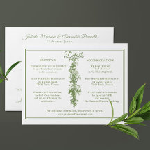 Olivgrön Toile de Jouy Bröllopsdetaljer Bilaga