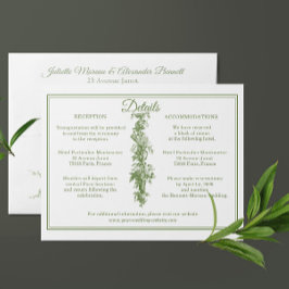 Olivgrön Toile de Jouy Bröllopsdetaljer Bilaga