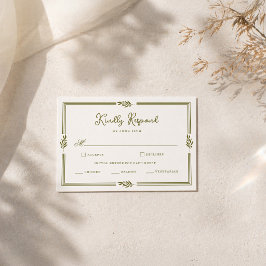 Olivgrön toskansk elegant RSVP-kort för bröllop Tilläggskort