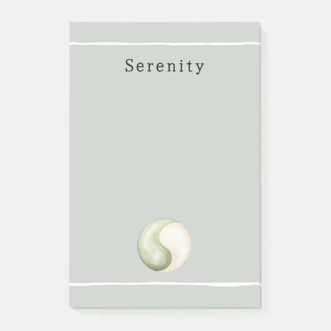 Olivgrön Yin Yang Meditation Personlig  Post-it Block (Framsida)