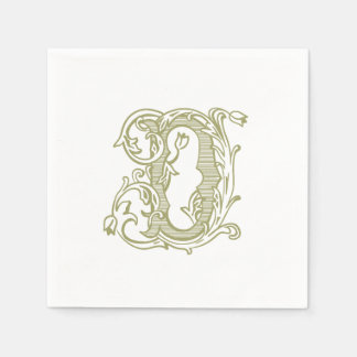 Olivgröna "D" monogram cocktailsservetter Pappersservett