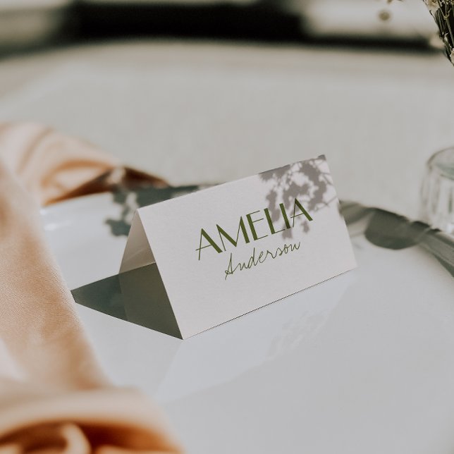 Olivgröna Elfenbensvita Bröllopsplatskort för Gaml Bordsnummer (Skapare uppladdad)