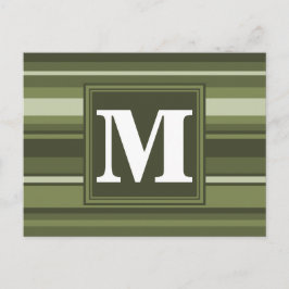 Olivgröna monogramränder vykort