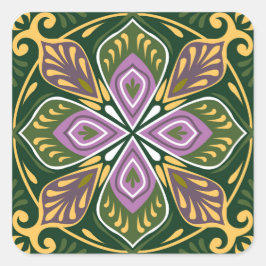 Olivgröna och lavendel Azulejos Fyrkantigt Klistermärke
