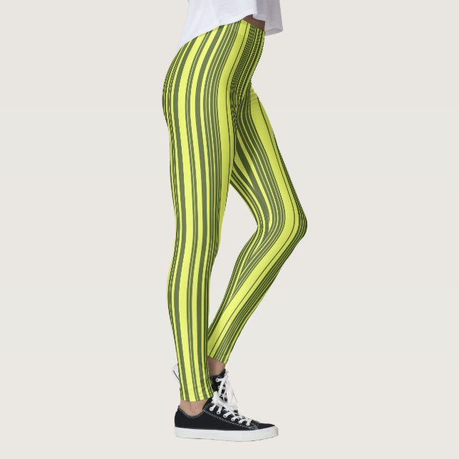 Olivgröna och limegula ränder  leggings (Höger)