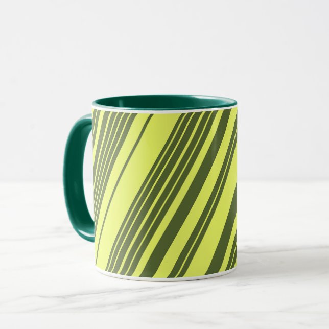 Olivgröna och limegula ränder  mugg (Framsida vänster)