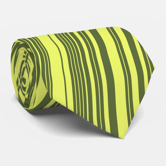 Olivgröna och limegula ränder  slips (Rullad)