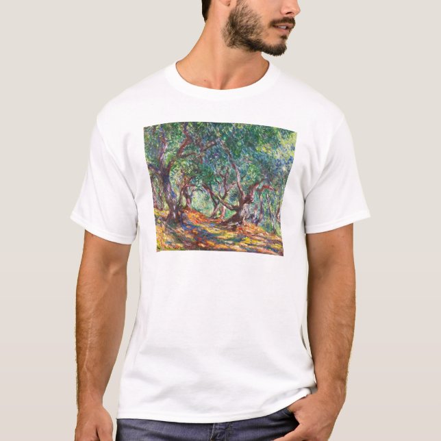 Olivgröna träd i Bordighera, Claude Monet 1884 Tee (Framsida)