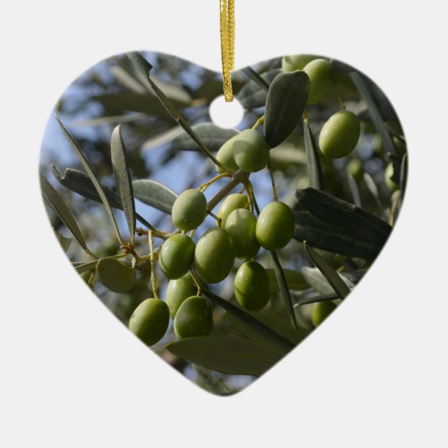 Olivgröna träd julgransprydnad keramik (Framsidan)