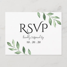 Olivgrönhet Botanisk Akvarell Bröllop RSVP Vykort