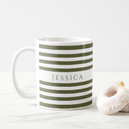 Olivgrönt randigt mönster namn kaffemugg