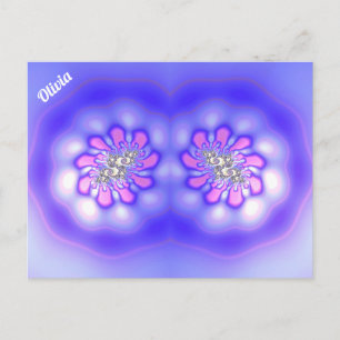 OLIVIA ~ 3D Fraktal Design ~ Rosa Blå Mauve ~ Vykort