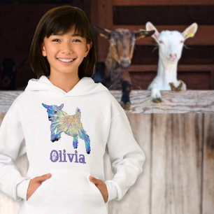 Olivia Add Namn Cute Baby Goat Farm Animal Art T Shirt