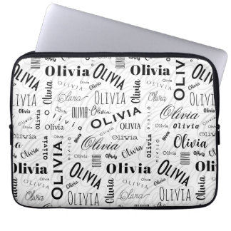 Olivia Anpassat Namn Svart Vitt  Laptop Fodral