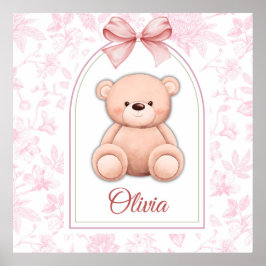 Olivia | Anpassningsbar Rosa Nalle Försörjningsdes Poster