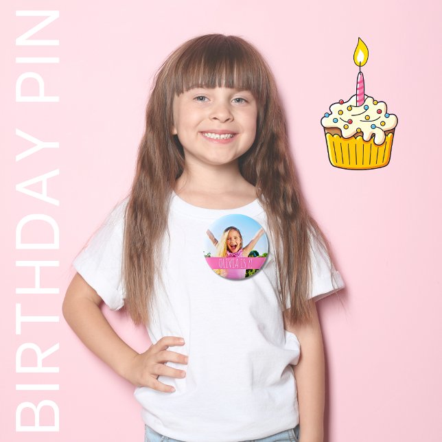 Olivia är 7 Personliger Birthday Girl Photo Knapp (Skapare uppladdad)