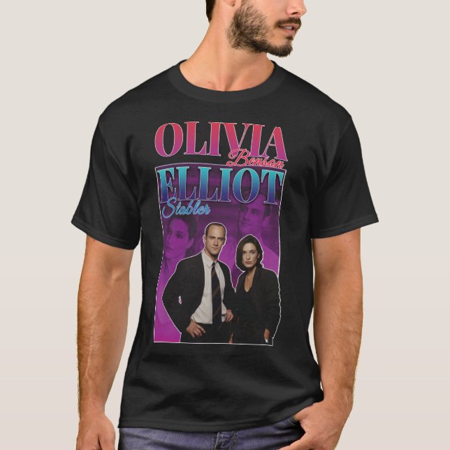 Olivia Benson&amp; Elliot Stabler 90s Inspired VI T Shirt (Framsida)