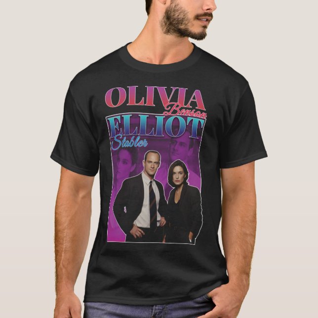 Olivia Benson&amp; Elliot Stabler 90s Inspired VI T Shirt (Framsida)