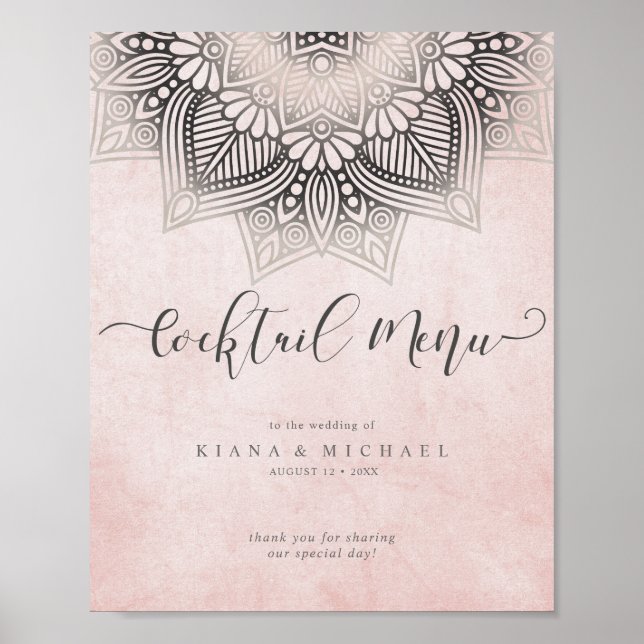 Olivia Bosek Mandala Spets Cocktail Meny  ID478 Poster (Framsidan)