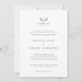 Olivia Classic Grått Monogram Catholik Bröllop Inbjudningar